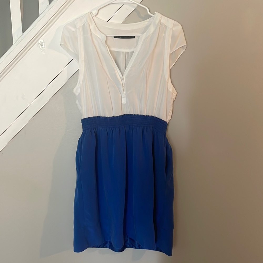 Zara Basic Colorblock Shirt Dress with Pockets